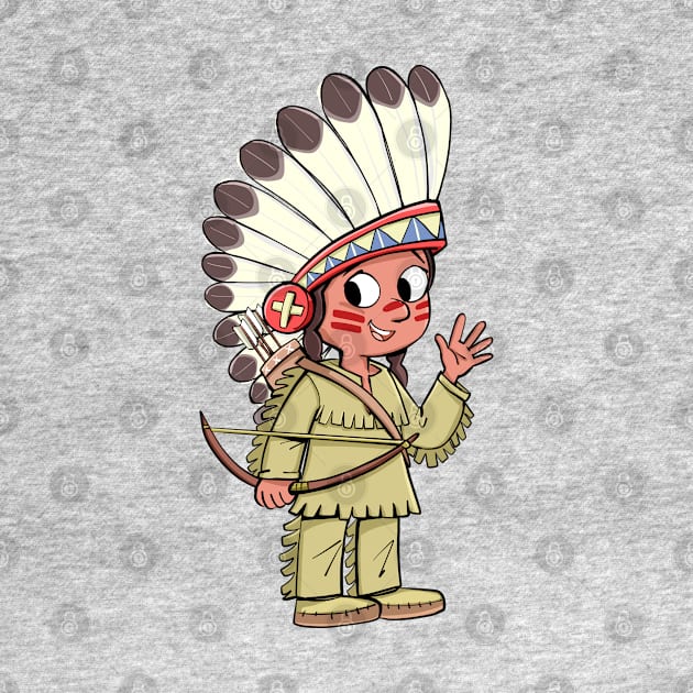 Indian chief with bow and plume on head by duxpavlic